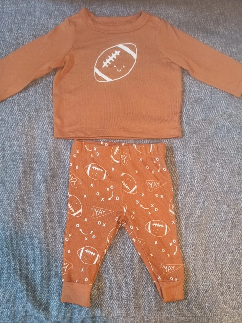 Cat & Jack Kids Brown Football Pajama Set - Cozy Two-Piece Sleepwear